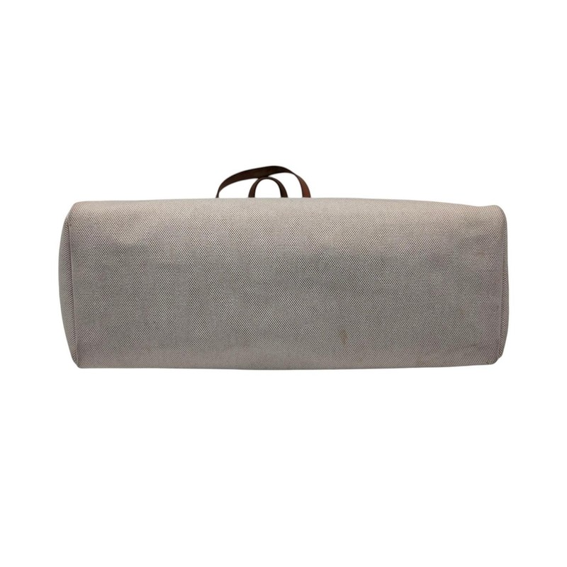 Hermes Vintage Natural Toile and Vache Calfskin Leather Herbag Cabas gallery