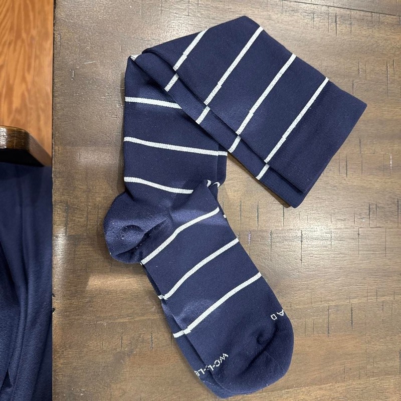 Comrad WVC-LG Navy Blue Striped Wide Calf Compression Socks