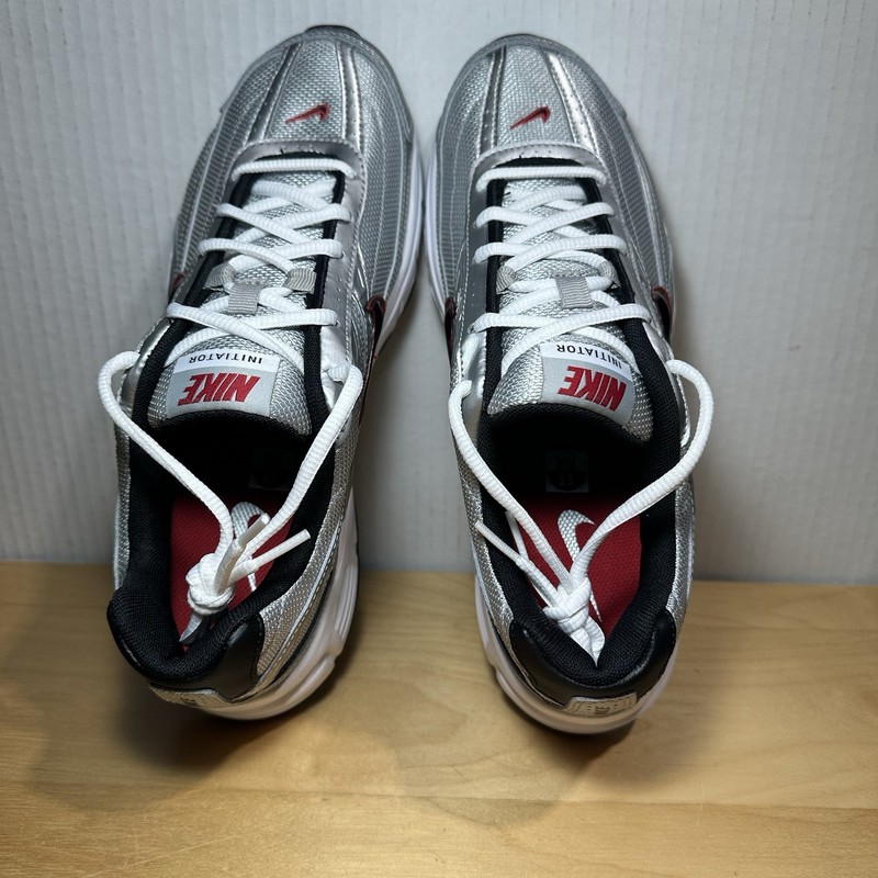 Men 9.5 - Nike Initiator Running Shoes Metallic Silver Black-White 394055-001 gallery