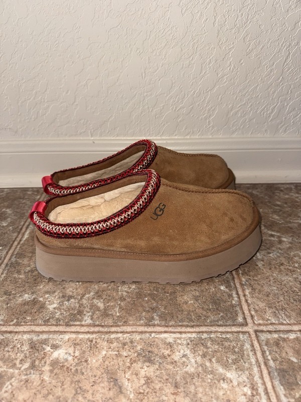 UGG Tazz Suede Platform Slippers Chestnut Women’s Size 10 1122553