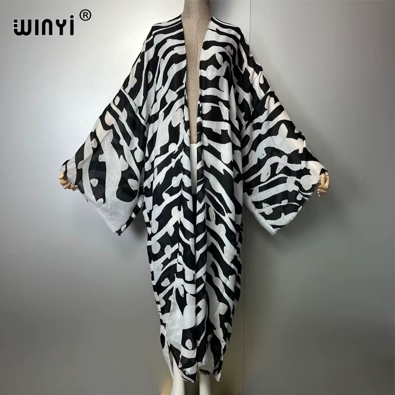 Bohemian Print Kimono Fashion Kaftan Beachwear Cardigan Sexy Evening Dress Abaya