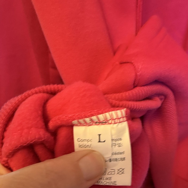 Pink Pullover Hoodie Fleece 100% Polyester Women's Size L Hooded Kangaroo Pocket gallery