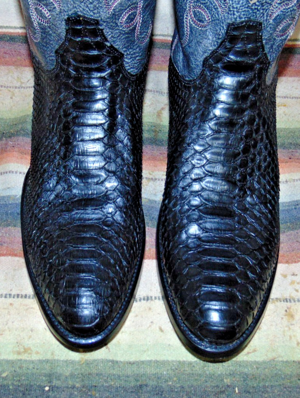 Mens Rujo The Zeke Black Snakeskin Leather Cowboy Boots 12 D New w/o Box gallery