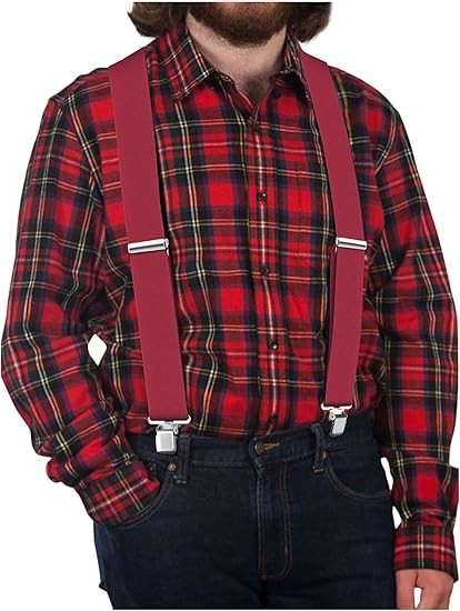 Ultrashang Heavy Duty Mens Suspenders, 2 Inch Wide, X-Back Adjustable