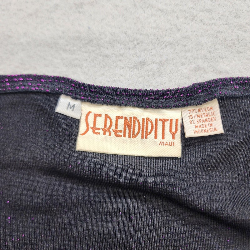 VTG Serendipity Maui Purple Metallic Shimmer Ruched Ruffle Mermaid Midi Skirt M gallery