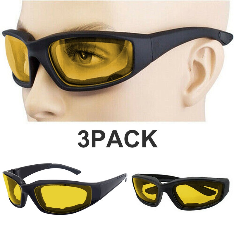 2025NEW 3PC Chopper Motorcycle Padded Foam Wind Resistant Adult Riding Glasses