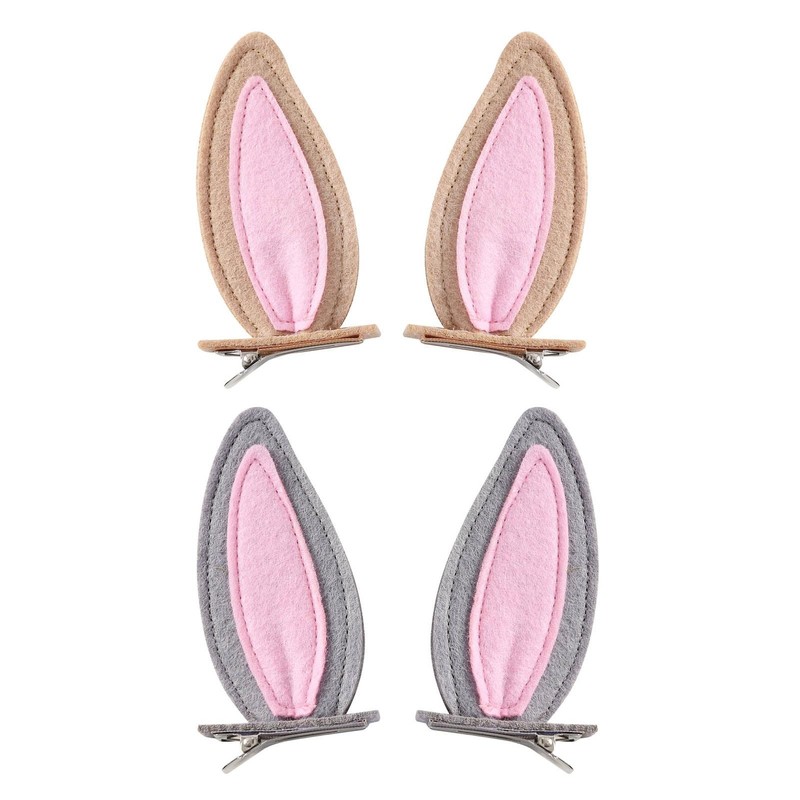 4PCS Bunny Ears Hair Clips 4 Inch, Women Halloween Easter Rabbit Accessory Set