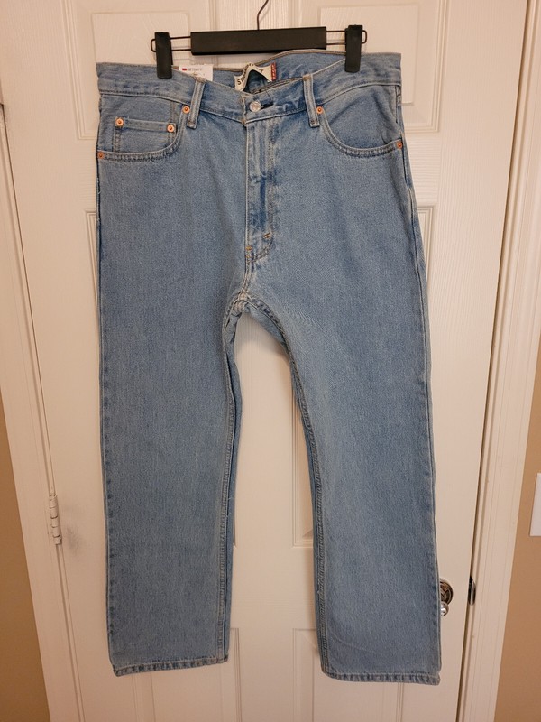 Levi’s Men’s 505 Regular Fit Straight Blue Jeans Light Wash 36×30 NWT Cotton
