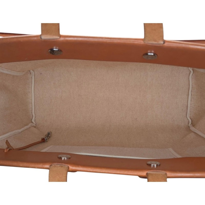 Hermes Vintage Natural Toile and Vache Calfskin Leather Herbag Cabas gallery