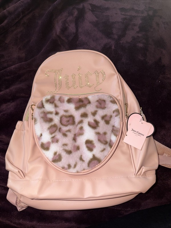 Juicy Couture Brand New Pink Backpack with Soft Leopard Heart Design NWT Rare