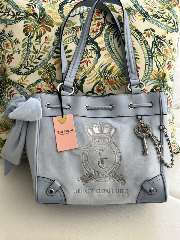 Viral Juicy Couture Classic Juicy Lover Daydreamer Tote Bag Blue Star Velour