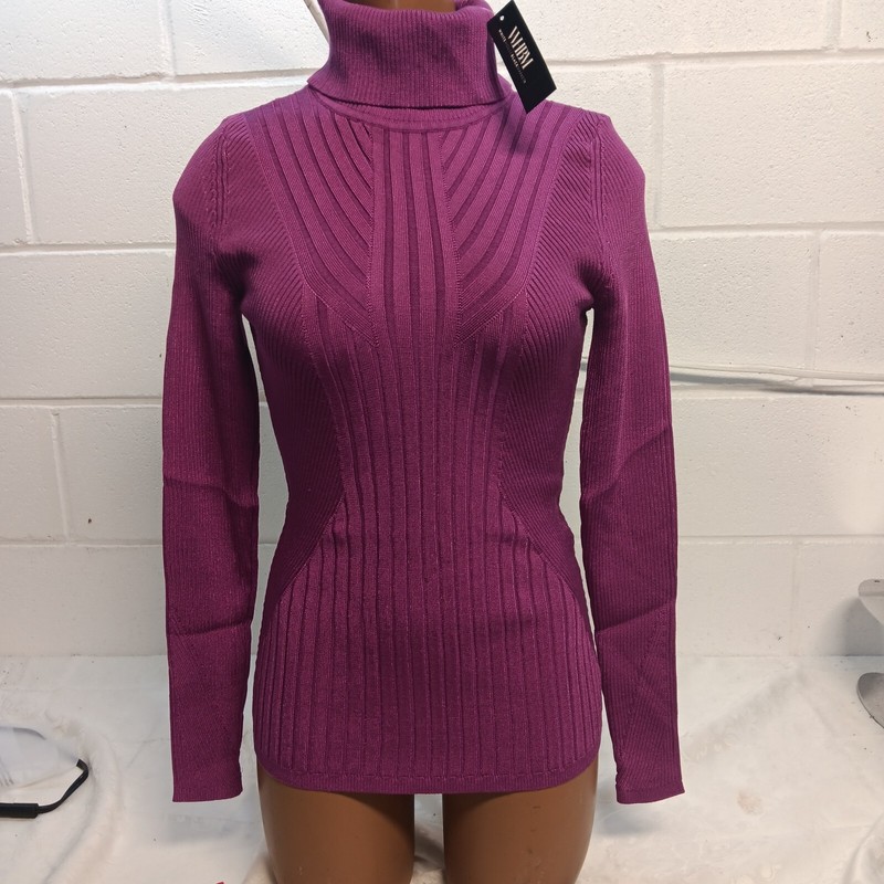 whbm Womens Long Sleeve Rib Turtleneck Sweater Baie/Purple XS $85