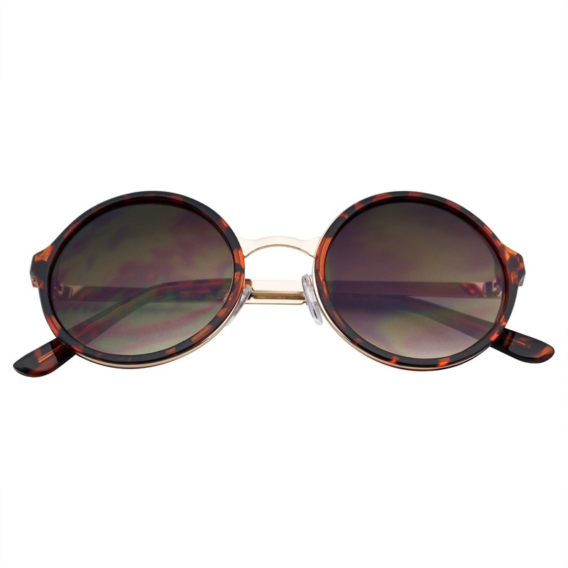 Sunglasses Round Sunglasses Retro Round Circle Lens Sunglasses Metal Trim