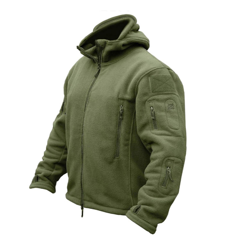 Mens Warm Fleece Jacket Full Zip Bearskin Tactical Winter Coats Windproof, Large
