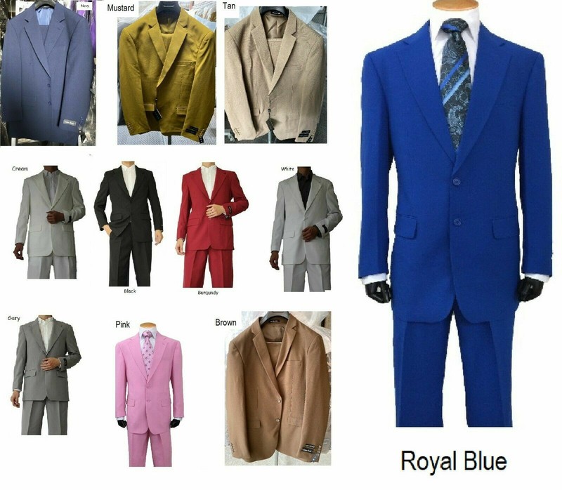 Men’s Basic 2 Button Single Breast Work Suit 702P 5 Colors Size 38 – 56