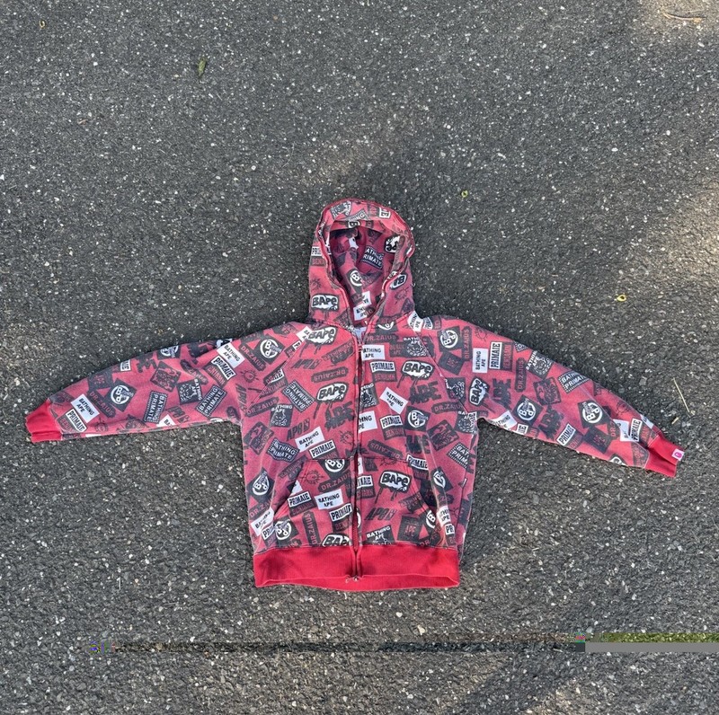 Vintage 90s/00s BAPE Mixed Logo Full Zip Hoodie Sweatshirt