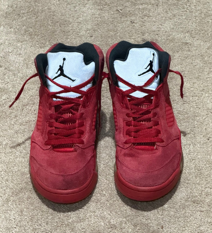 Nike Air Jordan 5 Retro ‘Red Suede’, US Men’s Size 9, 136027-602, Red Gray shoes