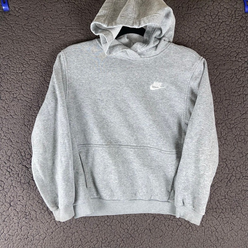 Nike Sportswear Club Fleece Youth Pullover Hoodie Gray Size Large gallery