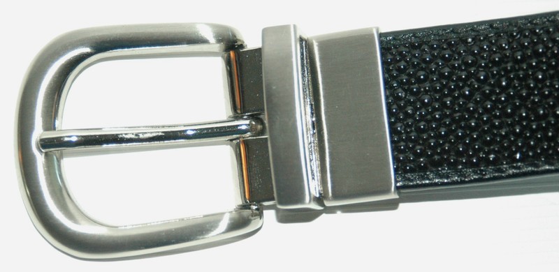 Stingray Leather Reversible Unisex Belt, Adjustable Black Stingray Leather Belt gallery