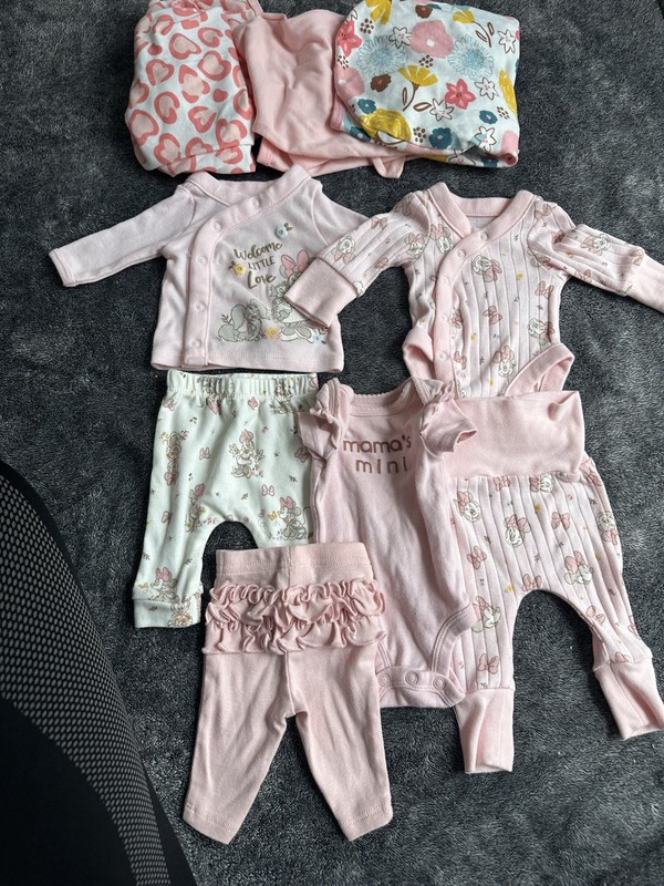 2 Preemie Baby Girl Disney outfits w/ 3 swaddles + 1 outfit