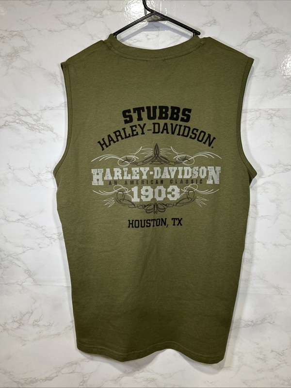 Harley-Davidson 1903 Men Logo Sleeveless Muscle Shirt Houston, Texas Sz Small gallery