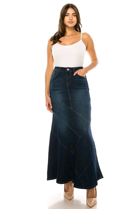 Women’s High Waist Jean Skirt Mermaid Denim Midi Stretch XS S M L XL 2XL 3XL