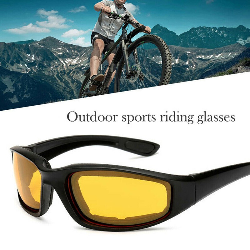 Sunglasses Padded Motorcycle Riding Glasses Google Wind Resistant Driving Yellow gallery
