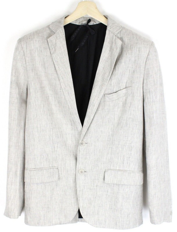 ODEUR Blazer Mens M Linen Blend Single Breasted Grey
