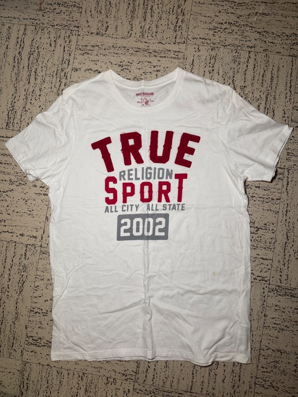 White& red true religion t shirt men