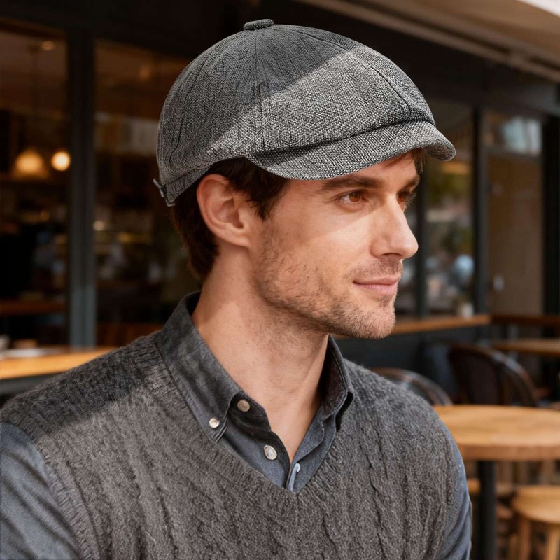 Vintage Newsboy Cap Gatsby Hat Classic 8 Panel Flat Ivy Cabbie Driver Cap Linen gallery