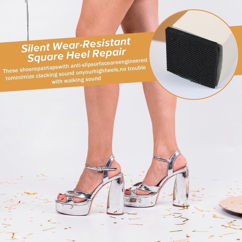 Durable Rubber High Heel Patches - 6pcs Non-Slip Tread Pads (Black/Yellow) gallery