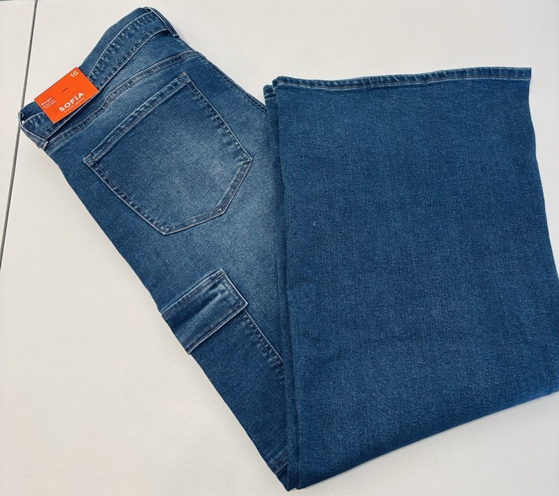 SOFIA by Sofia Vergara Women’s Wide-Leg Blue Denim Jeans Size 16 Pockets gallery