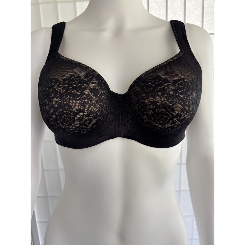 Soma Stunning Support 34D Black Lace Underwire Bra Nude Lined Full Coverage gallery