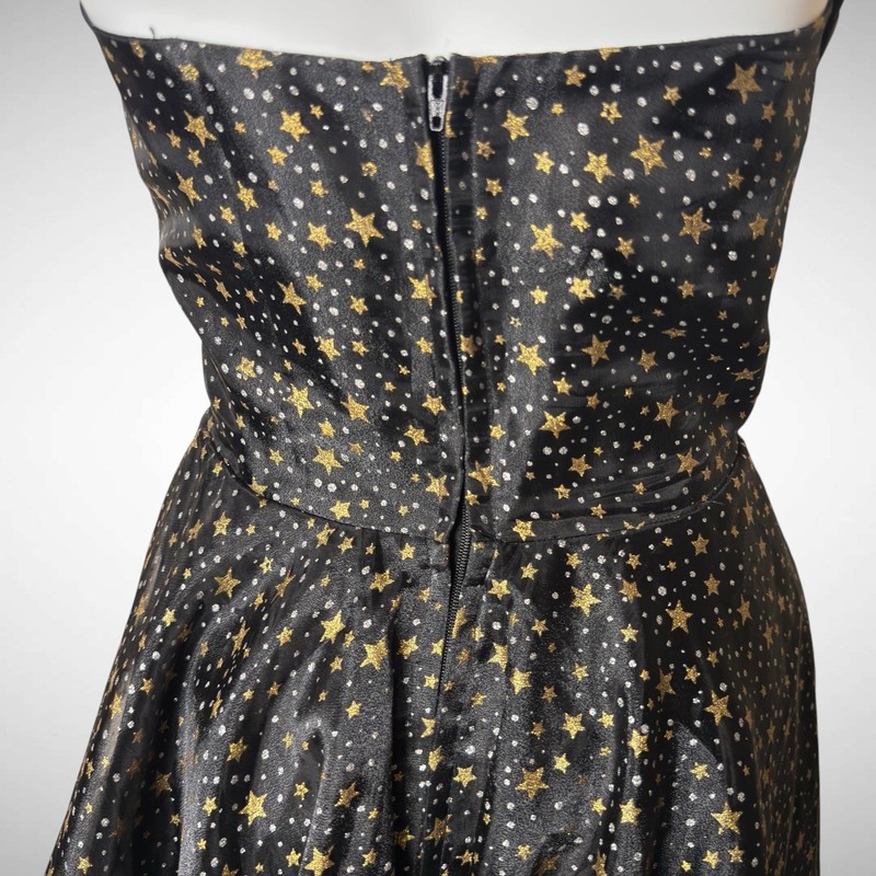 Vivien Of Holloway Black Gold Star HSwing Dress UK 12 Rockabilly Pinup 50s Retro gallery