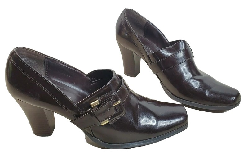 Dress Pumps Solid High Heels Square Toe Brown Manmade Women 8.5 M Studio Works